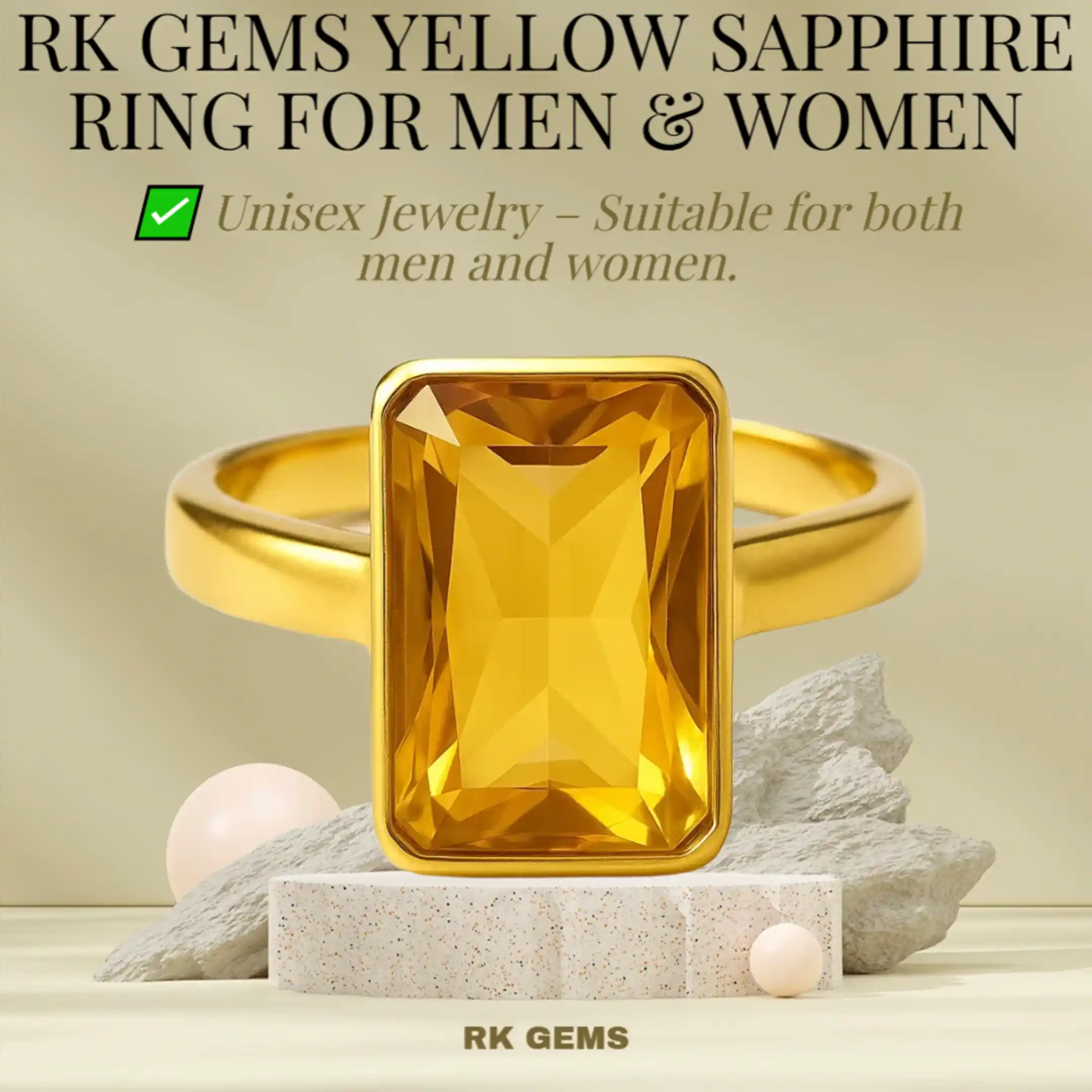 Yellow Sapphire (Pukhraj) Stone Ring | Original Certified Gemstone for Jupiter Benefits | Stylish Astrology Ring For Men & Women.png